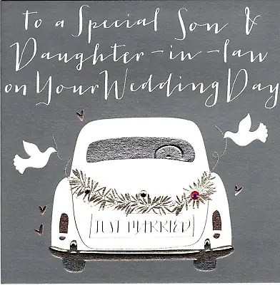 Wedding Day Card Special Son And Daughter-in-Law Just Married Car Crystal Finish • £2.79