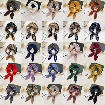 Fashion Women Square Silk Feel Satin Small Vintage Hair Tie Band Head Neck Scarf • £4.74