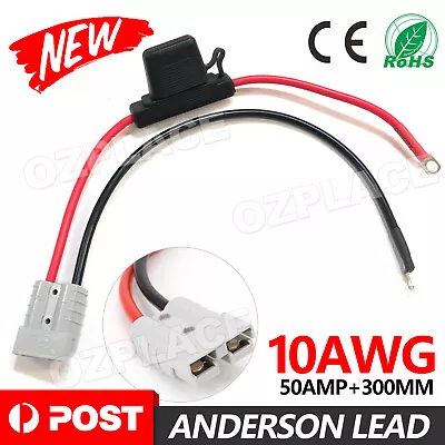 FUSED Anderson Lead 50amp Plug To 8mm Lugs 10 B&S 60 Amp Cable Lead • $9.35