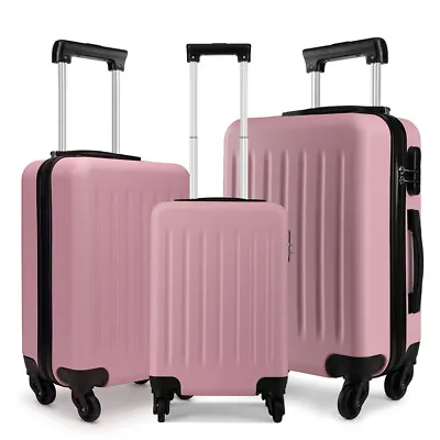 Pink 19/24/28Inch ABS Hard Shell Suitcase Spinner 4 Wheels Trolley Cabin Luggage • £24.99