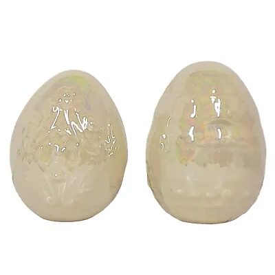Vintage Opalescent Easter Eggs Handmade Two Piece Embossed Ceramic Spring Decor  • $13