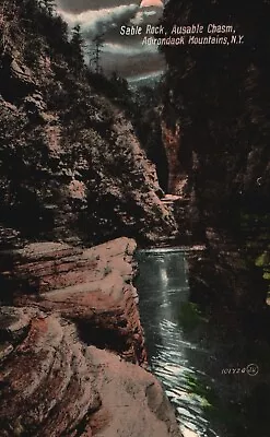 Postcard NY Adirondack Mountains Sable Rock In Ausable Chasm Vintage PC H1738 • $2