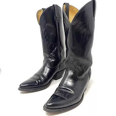 Vintage Acme Black Leather Farm Ranch Western Cowboy Boots Men's Sz 9.5 D • $38.99