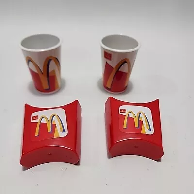 Lot Of 4 - Pretend Play Mcdonalds Red French Fry And Drink Cups Small Doll Sized • $12.99