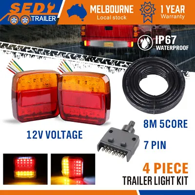 26 LED Trailer Tail Light Kit Pair Plug 5 Core Wire Caravan Ute Waterproof 12V • $38.99