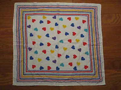 $22.50 • Buy Vintage 90s Bandana Cotton Blend USA Colorful Heart Polka Dot Stripe Rainbow