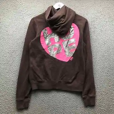 Pink Victoria's Secret Jacket Hoodie Women's Medium Full Zip Graphic Logo Brown* • $24.99