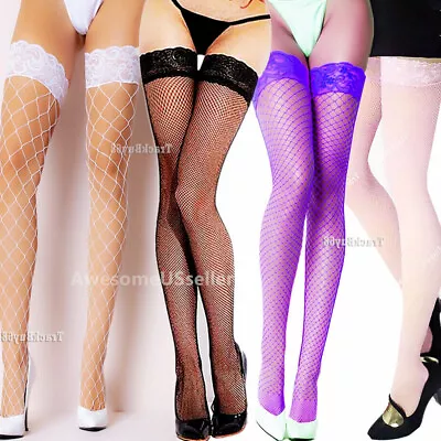 Women Thigh Highs Fishnet Stockings Socks Nylon Bodysuit Pantyhose Sexy Lingerie • $8.94