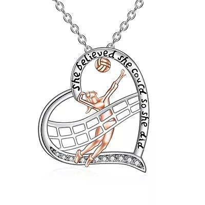 CRMAD Volleyball Gifts Necklace For Players Sterling Silver Sport Inspiration... • $76.74