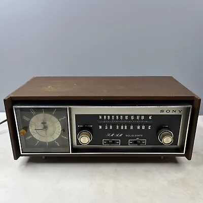 Vintage Sony FM/AM Alarm Clock Radio Large Wood Case Model 8FC-35 • $34.99