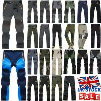 Men Waterproof Outdoor Cargo Combat Work Pants Tactical Hiking Slim Trousers • £13.07