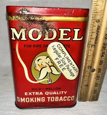 Antique Complimentary Free Model Smoking Tobacco Tin Litho Vertical Pocket Can • $20.50