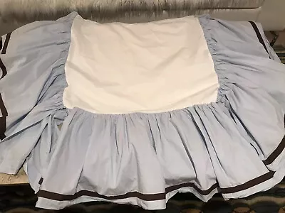 Restoration Hardware BABY & CHILD Blue Brown Crib/Toddler Crib Skirt Dust Ruffle • $26.95