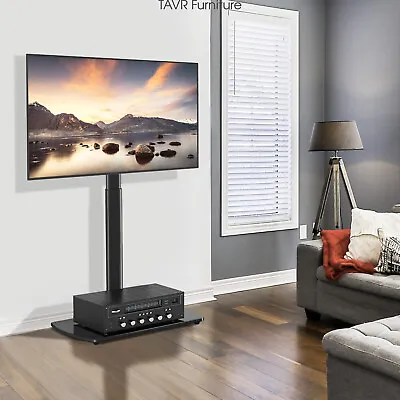 TAVR Universal Swivel Floor TV Stand With Mount For TVs Up To 65 Inch Glass Base • $56.99