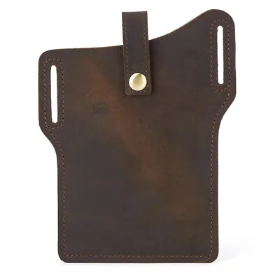 New Cowhide Leather Plain Cell Phone Belt Pack Bag Loop Waist Holster Pouch Case • £10.79