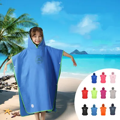 £12.86 • Buy Kids Beach Changing Robe Towel Bath Hooded Quick Dry Towel Poncho Bathrobe