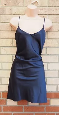 £19.99 • Buy Topshop Navy Blue Satin Cami Shift Mini Cowl Back Sexy Party Dress 8 S