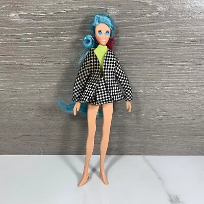 Vintage 1969 Ideal Tall Flatsy Doll Blue Hair Blue Eyes With Clothes 8.5” • $31.99