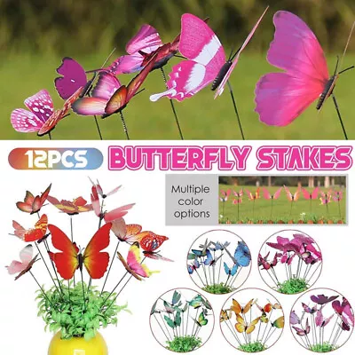 72x Fairy Garden Butterflies On Sticks Outdoor House Flower Pot Yard Ornament • £10.44