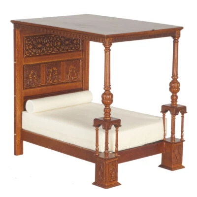 £108.45 • Buy 1/12 Scale   Dolls House Furniture TUDOR 4-poster Bed/walnut JJ00055WN