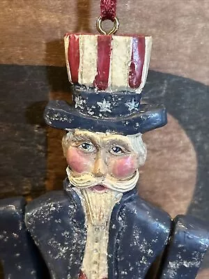 Vintage Kurt Adler Ornament Glittered Uncle Sam Jointed Star Bells • $16.99