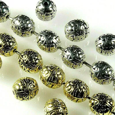 20 X ANTIQUE~SILVER~OR~GOLD~ROUND~TIBETAN STYLE~METAL~SPACER BEADS 8 X 7 MM • £3.29