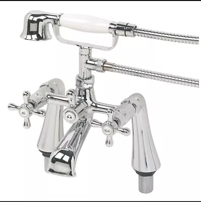 SWIRL Edwardian Style Bath/Shower Mixer Tap Deck Mounted Chrome • £40