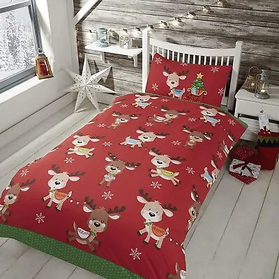 £12.49 • Buy Rudolph Santa Reindeer Toddler Junior Cot Bed Duvet Cover Quilt Girl Bedding Set