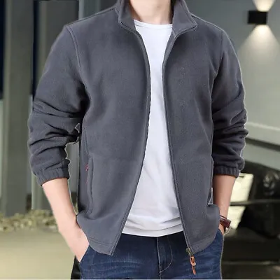 Men Plain Fleece Thick Full Zip Up Jumper Jacket Men's Sweatshirt Coat M-3XL • $35.05