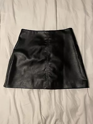 H&M Black Mini Skirt Faux Leather  • $18