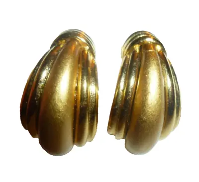 Vintage Monet Brushed & Matte  Gold Hoop Clip On Earrings • $9.87