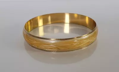 Vintage Avon Enamel Bracelet Cream Gold Tone Bangle 2.75  Diameter • $3.99