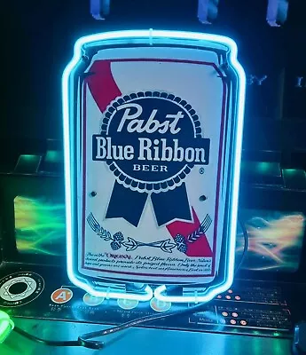 Pabst Blue Ribbon Miller Can Poster Beer Bar Real Glass NEON Light Sign 8 X12  • $99