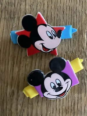 Vintage Walt Disney Mickey & Minnie Mouse Hair Barrettes   2 Plastic Clips • $1.90