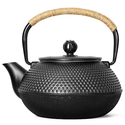 0.8L Stovetop Tetsubin Teapot Vonshef Black Japanese Style Cast Iron Kettle • £22.99