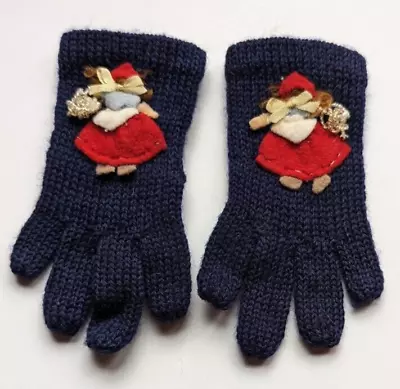 Wonderful Vintage 1950's Doll Gloves With Little Girl Applique' With Pigtails • $12.85