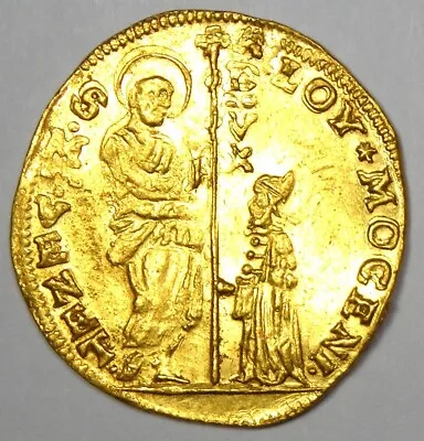 1722 Italy Venice Mocenigo Gold Zecchino Ducat Christ Coin - Good AU / UNC MS • $783.75