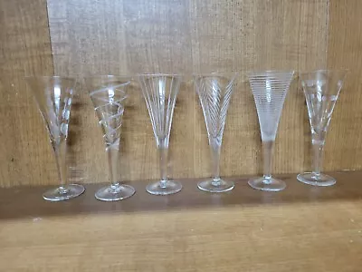 Set Of 6 Mikasa CHEERS Etched Crystal Champagne Toasting Flutes • $50