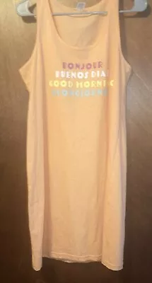 NWOT LVeR Sleep Shirt BonJOur Good Morning Light Orange Nightgown Sz L • $10