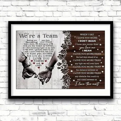 EXA 40x60 Personalized Couple Poster We're A Team When I Say I Love You Art Prin • £24.98