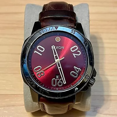 Nixon The Ranger Leather  Lead The Way  Red Dial Men's Analog Watch Men RUNS • $79.99