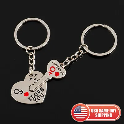 2pcs Arrow Through Heart Couple Lovers 3D Car Home Keychain Ring Decorate Gift • $15.45