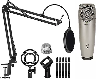 Samson C01U PRO USB Studio Condenser & InnoGear Microphone Stand Mic Boom Arm • £40