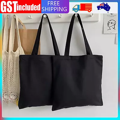 Plain Black Canvas Tote Bag With Base Handbag Casual Shoulder Bag Large Capacity • $9.99