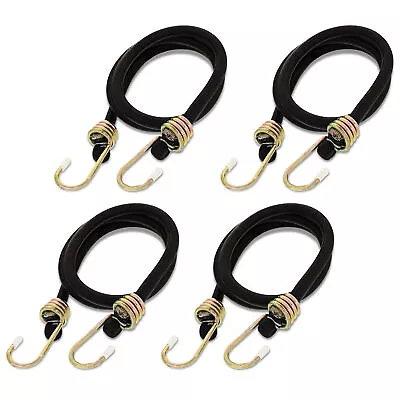 ABN | Bungee Cords With Hooks – 36” Inch Black Bungee Strap Set 4 Pack • $12.52