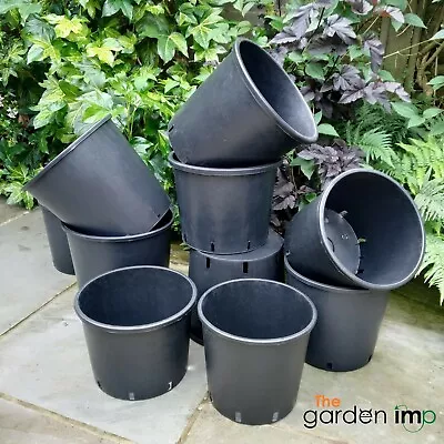 Heavy Duty Plant Pots Outdoor Garden Tall Squat Flower Plastic Planter Container • £6.79