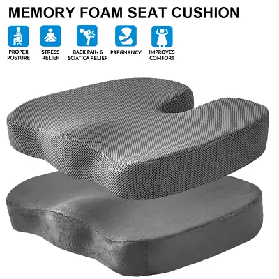 Memory Foam Seat Cushion Car Orthopedic Back Lumbar Tail Bone  Pain Relief UK • £10.99