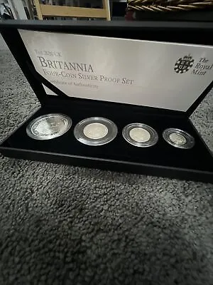 £130 • Buy 2007 Fine Silver Proof Four Coin Britannia Set BOX + COA Royal Mint