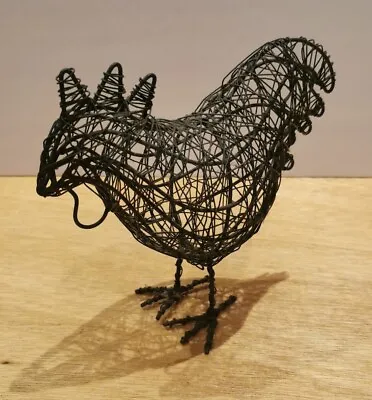 Unusual Steel Wire Metal Chicken Bird Rooster Ornament Freestanding  • £12.99