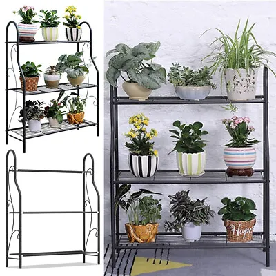 £20.94 • Buy 3 Tier Outdoor Garden Metal Flower Plant Pot Stand Display Ladder Storage Shelf